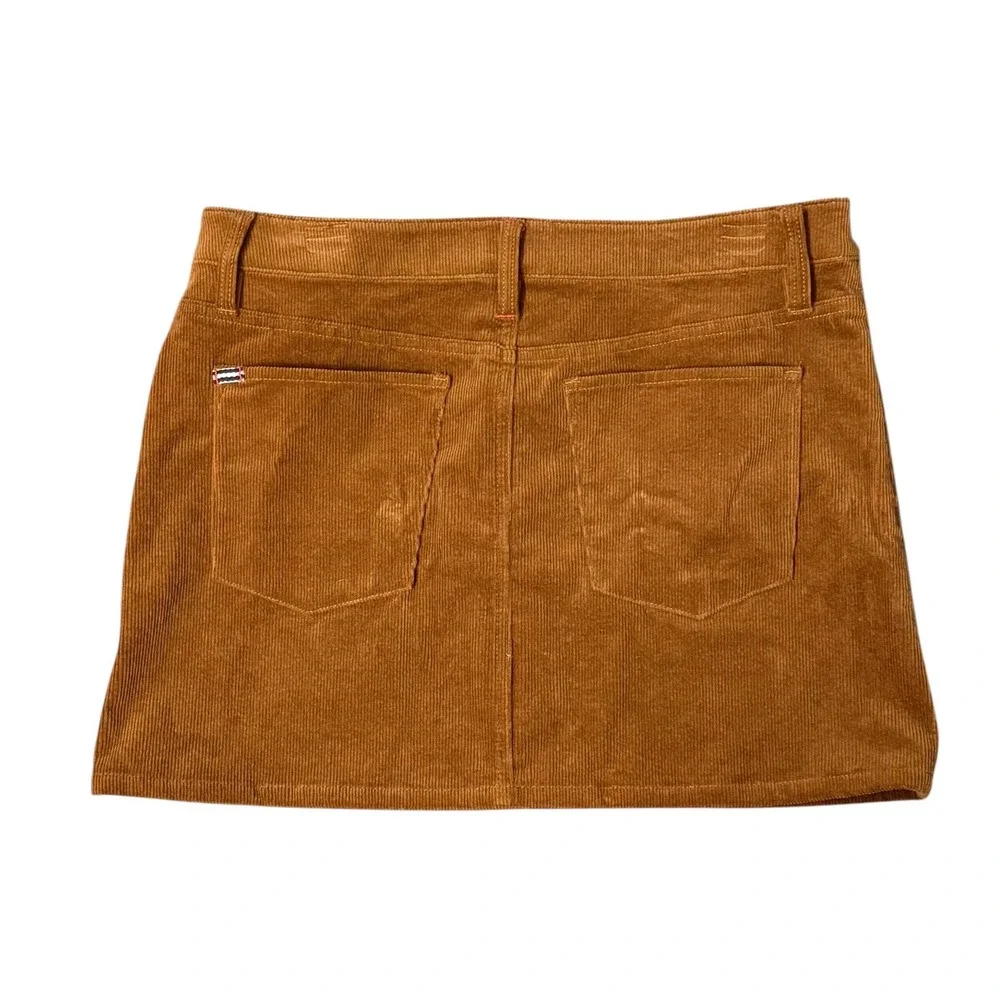 Alice + Olivia Joss  Brown Corduroy Button Fly Mini Skirt High‎ Waist Size 31
